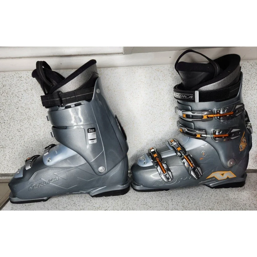 Nordica 28.5 Easy Move 10.5 US Gray Orange Downhill Ski Boots 325mm, Excellent